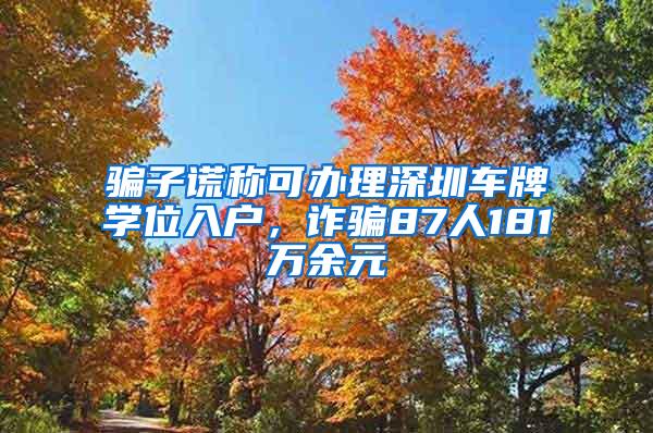 骗子谎称可办理深圳车牌学位入户，诈骗87人181万余元