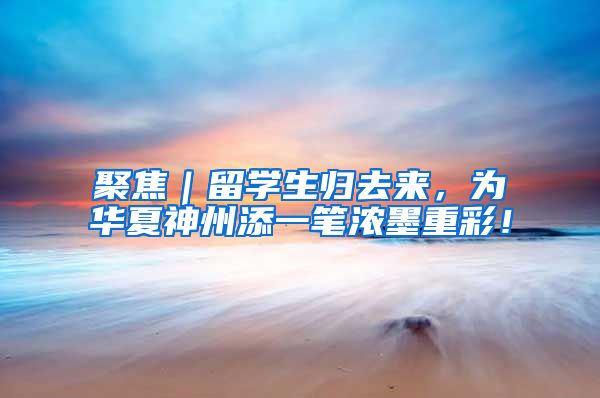 聚焦｜留学生归去来，为华夏神州添一笔浓墨重彩！