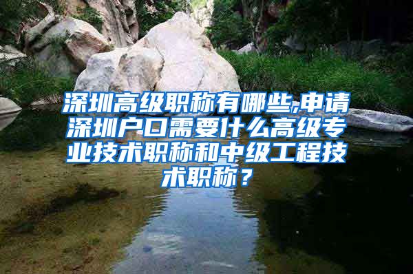 深圳高级职称有哪些,申请深圳户口需要什么高级专业技术职称和中级工程技术职称？