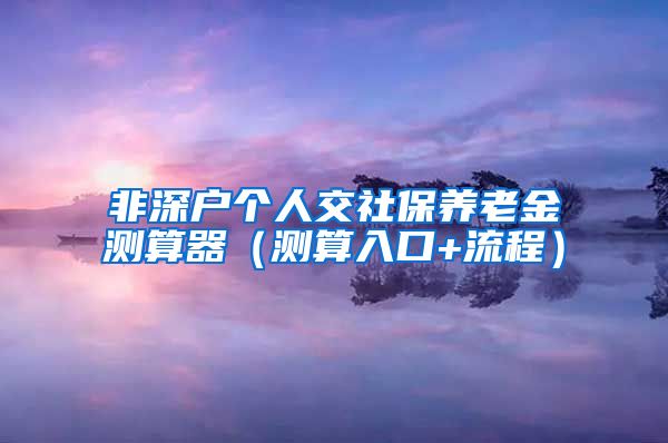 非深户个人交社保养老金测算器（测算入口+流程）