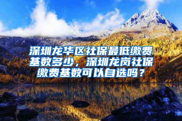 深圳龙华区社保最低缴费基数多少，深圳龙岗社保缴费基数可以自选吗？