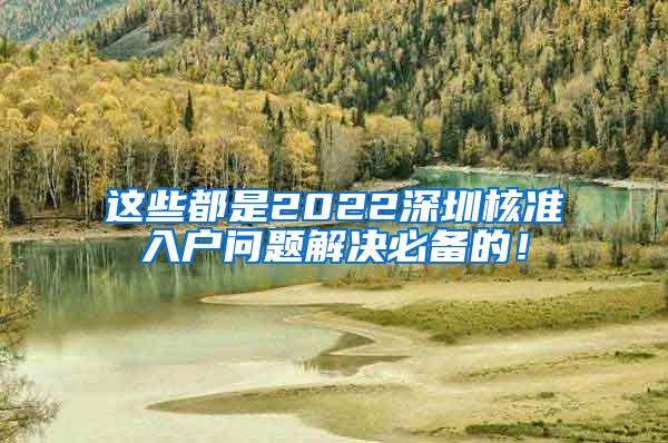 这些都是2022深圳核准入户问题解决必备的！