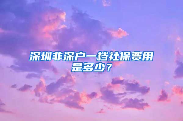 深圳非深户一档社保费用是多少？