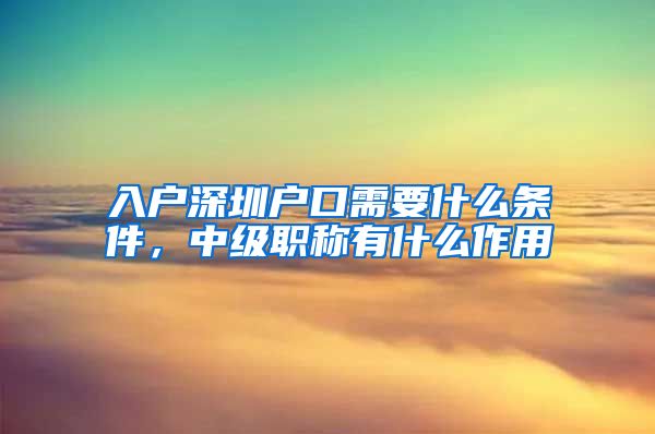 入户深圳户口需要什么条件，中级职称有什么作用