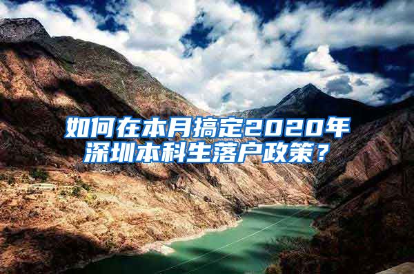 如何在本月搞定2020年深圳本科生落户政策？