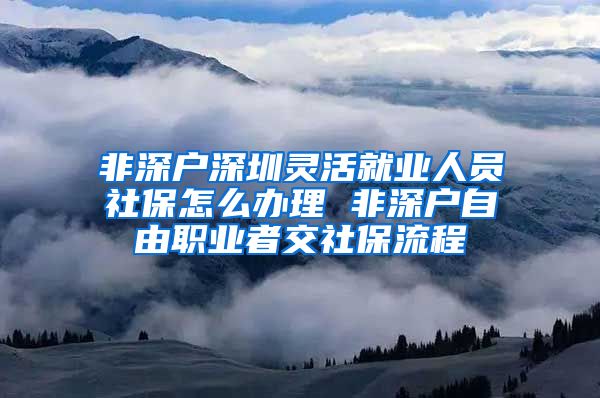 非深户深圳灵活就业人员社保怎么办理 非深户自由职业者交社保流程