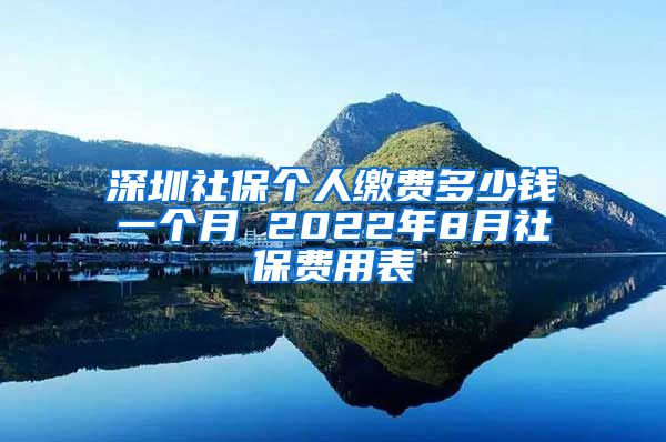 深圳社保个人缴费多少钱一个月 2022年8月社保费用表