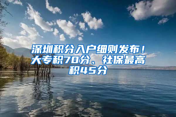 深圳积分入户细则发布！大专积70分、社保最高积45分