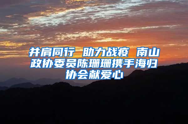 并肩同行 助力战疫 南山政协委员陈珊珊携手海归协会献爱心