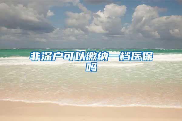 非深户可以缴纳一档医保吗