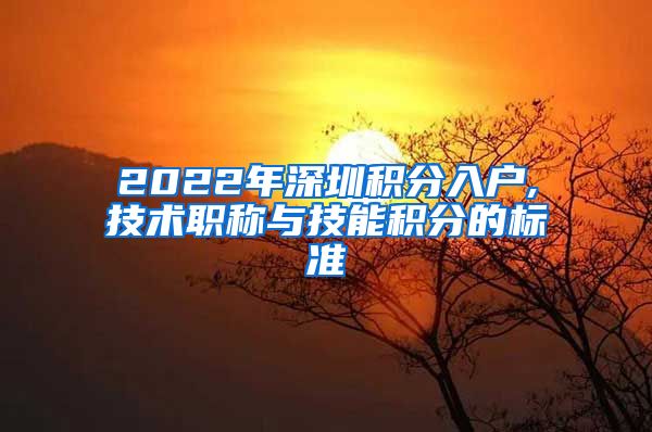 2022年深圳积分入户,技术职称与技能积分的标准