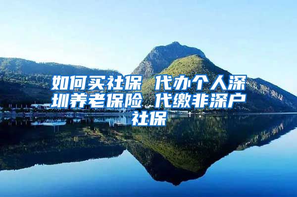 如何买社保 代办个人深圳养老保险 代缴非深户社保