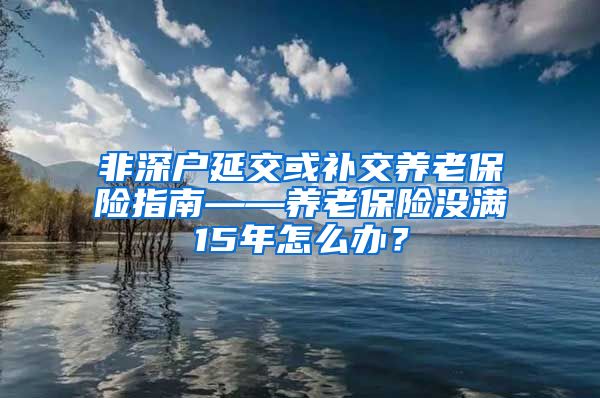 非深户延交或补交养老保险指南——养老保险没满15年怎么办？