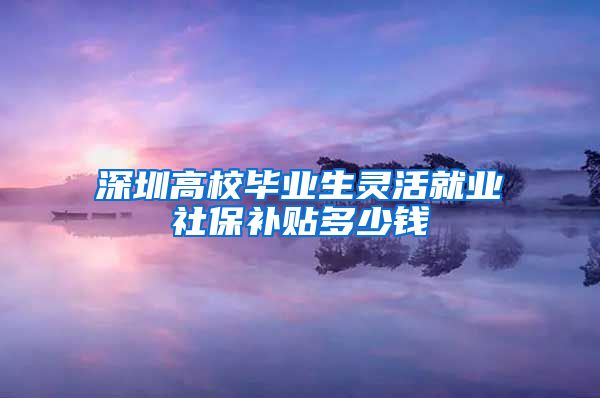 深圳高校毕业生灵活就业社保补贴多少钱