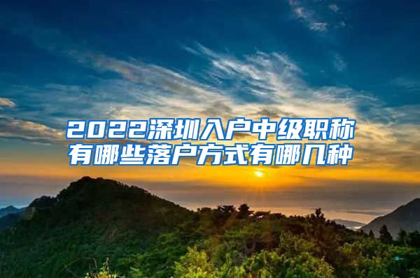 2022深圳入户中级职称有哪些落户方式有哪几种