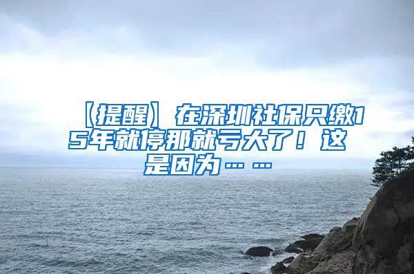 【提醒】在深圳社保只缴15年就停那就亏大了！这是因为……