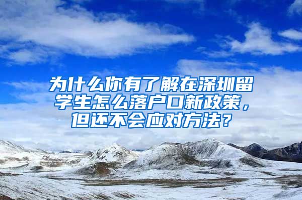 为什么你有了解在深圳留学生怎么落户口新政策，但还不会应对方法？