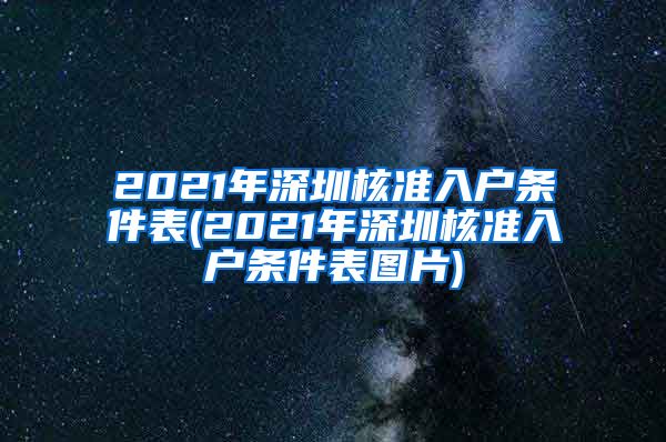 2021年深圳核准入户条件表(2021年深圳核准入户条件表图片)