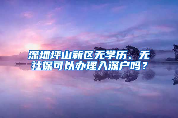 深圳坪山新区无学历、无社保可以办理入深户吗？