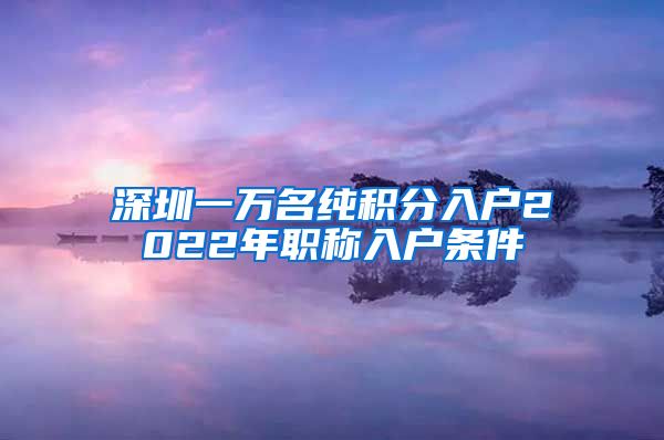 深圳一万名纯积分入户2022年职称入户条件