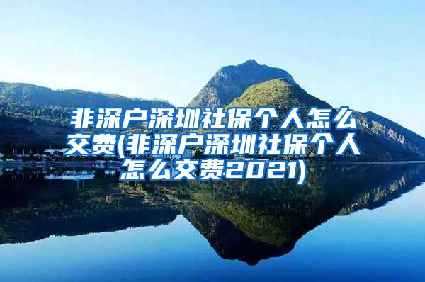 非深户深圳社保个人怎么交费(非深户深圳社保个人怎么交费2021)