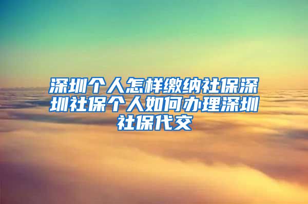 深圳个人怎样缴纳社保深圳社保个人如何办理深圳社保代交