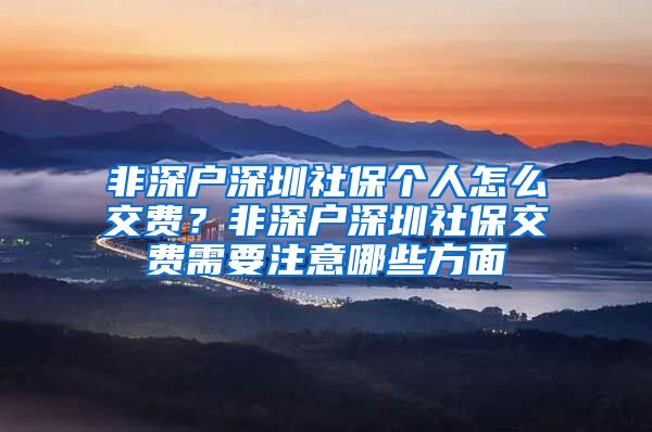 非深户深圳社保个人怎么交费？非深户深圳社保交费需要注意哪些方面