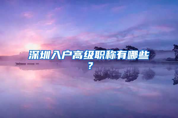 深圳入户高级职称有哪些？