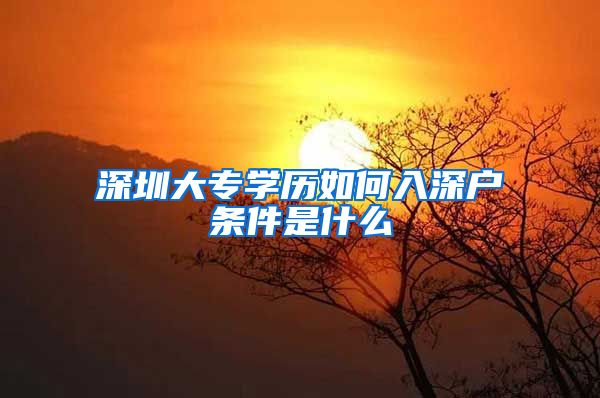 深圳大专学历如何入深户条件是什么