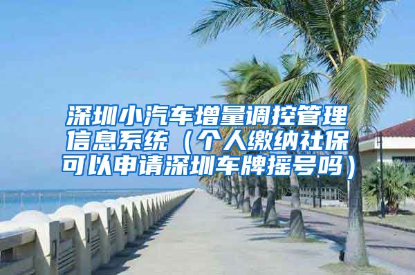 深圳小汽车增量调控管理信息系统（个人缴纳社保可以申请深圳车牌摇号吗）