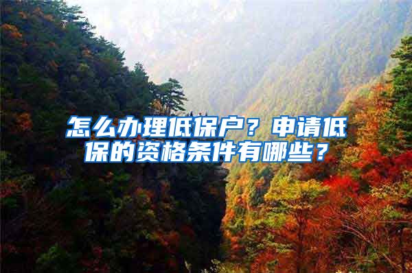 怎么办理低保户？申请低保的资格条件有哪些？