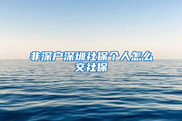 非深户深圳社保个人怎么交社保