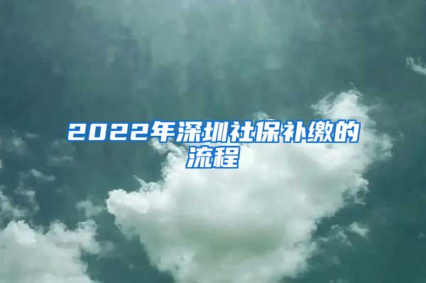 2022年深圳社保补缴的流程