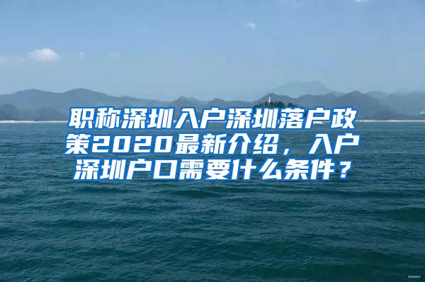 职称深圳入户深圳落户政策2020最新介绍，入户深圳户口需要什么条件？