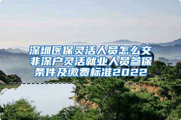 深圳医保灵活人员怎么交非深户灵活就业人员参保条件及缴费标准2022