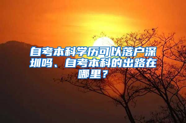 自考本科学历可以落户深圳吗、自考本科的出路在哪里？