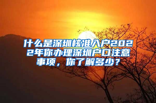 什么是深圳核准入户2022年你办理深圳户口注意事项，你了解多少？