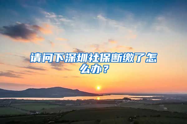 请问下深圳社保断缴了怎么办？