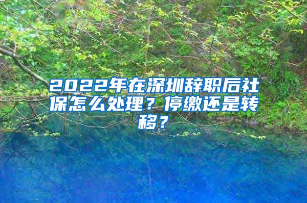 2022年在深圳辞职后社保怎么处理？停缴还是转移？