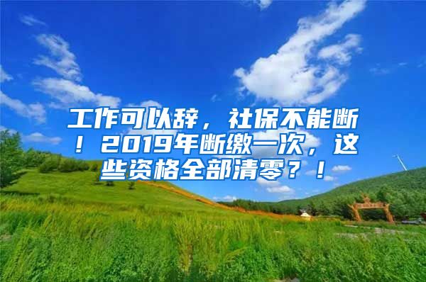 工作可以辞，社保不能断！2019年断缴一次，这些资格全部清零？！