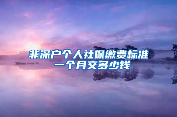 非深户个人社保缴费标准 一个月交多少钱