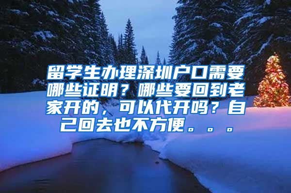 留学生办理深圳户口需要哪些证明？哪些要回到老家开的，可以代开吗？自己回去也不方便。。。