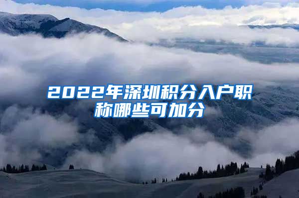 2022年深圳积分入户职称哪些可加分