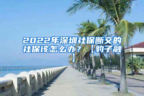 2022年深圳社保断交的社保该怎么办？【豹子融】