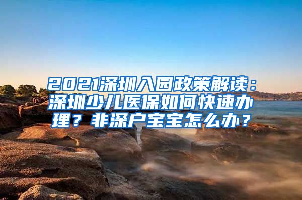 2021深圳入园政策解读：深圳少儿医保如何快速办理？非深户宝宝怎么办？