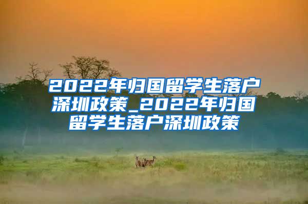 2022年归国留学生落户深圳政策_2022年归国留学生落户深圳政策