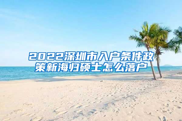 2022深圳市入户条件政策新海归硕士怎么落户