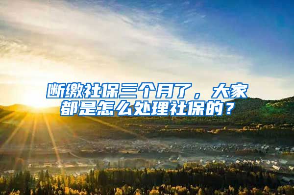 断缴社保三个月了，大家都是怎么处理社保的？