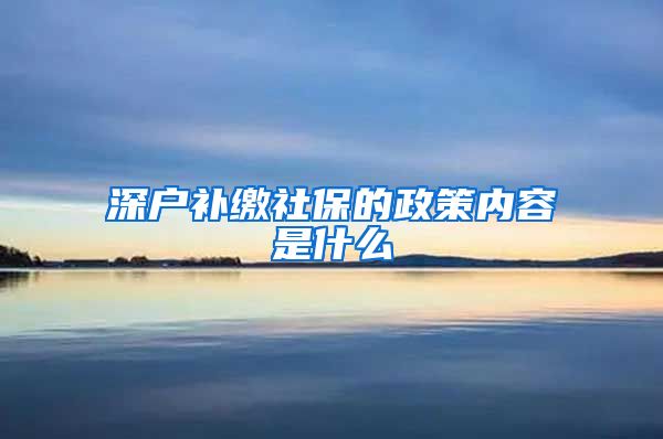 深户补缴社保的政策内容是什么