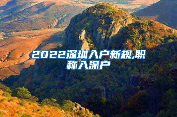 2022深圳入户新规,职称入深户